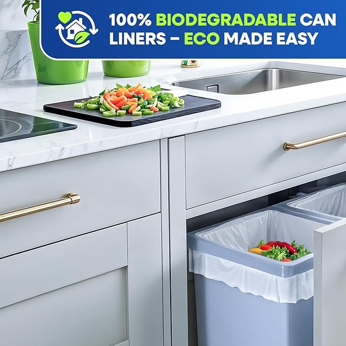 13-Gallon Compostable Trash Bags Biodegradable Trash Bags, 22" x 29" 0.65 Mil Can Liners 10 Rolls of 25/Roll, 250/Case