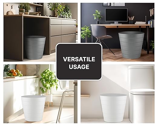 Small Trash Can (1.3 Gallons), Dorm Trash Can, Heavy Duty Dust Bin, Mini Garbage Can for Bedroom, Plastic Wastebasket, Bathroom Wastebasket (Black) Round Paper Trashcan, Office Trash Bin