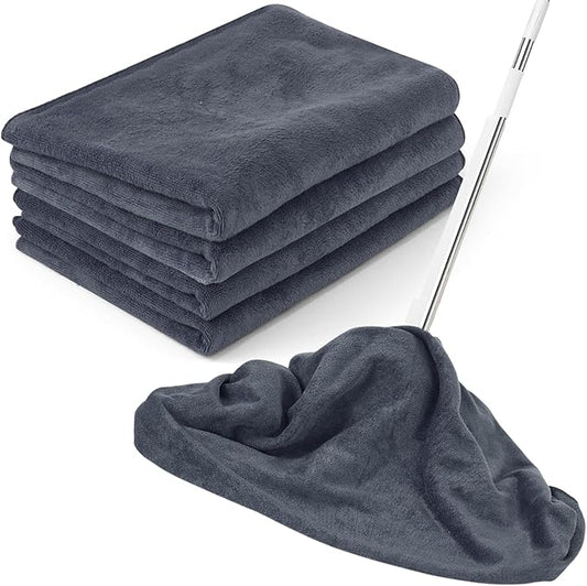 4 Pack Extra Large Microfiber Cleaning Cloths 20"x30", Lint-Free Reusable Towels for Home, Glass, Windows, Office, Kitchen, Bathroom – Gray