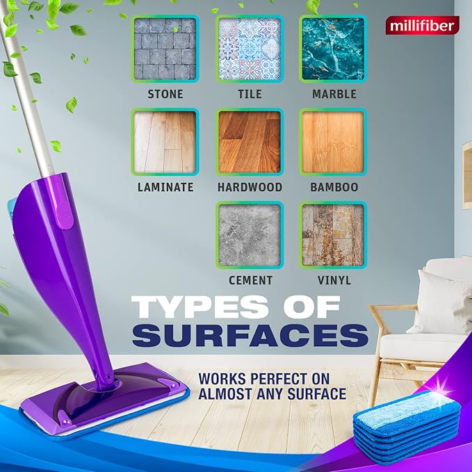 Reusable Mop Pads Compatible with Swiffer WetJet (6 Pack) - Microfiber Mop Refill for Wet Mopping Cloths - Hardwood Floor Cleaning Spray Pads are Reusable Replacements
