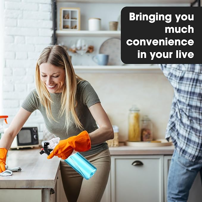 Eccliy 12 Pcs 16 Oz Plastic Spray Bottle, Adjustable Empty Reusable Sprayer for Cleaning, Planting, Water, Bathroom and Kitchen, BBQ, Commercial and Residential(Black,Clear)