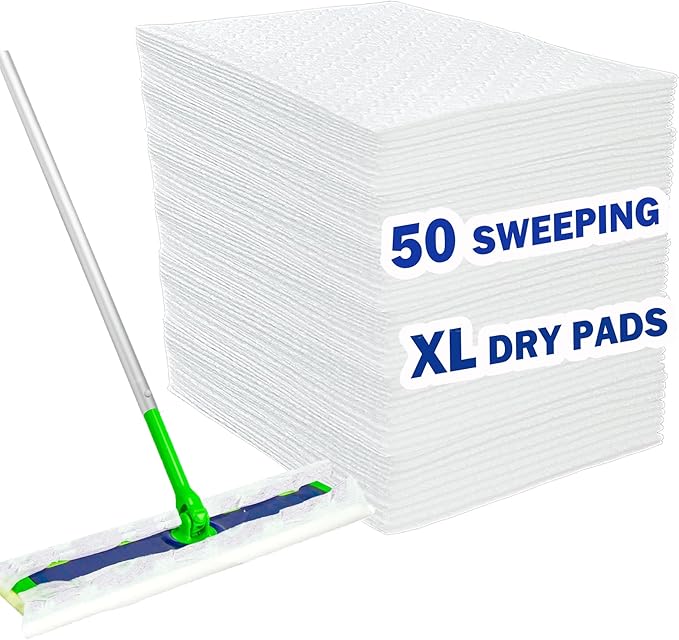 XL Dry Sweeping Cloths, XL Dry Pad Refills for Swiffer Sweeper XL Mop, X-Large Disposable Sweeping Cloths Multi Surface Floor Mop Pad Refills for Floor Cleaning, 50 Count