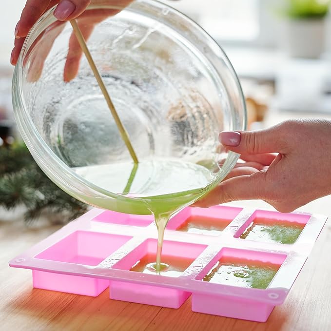 10 Pack Silicone Soap Molds, 6 Cavities Rectangle Silicone Soap Mold, Great for Homemade Craft Soap Bar Mold, DIY Chocolate Molds, Cake Molds & Ice Cube Trays - Just Pop Out (Purple)