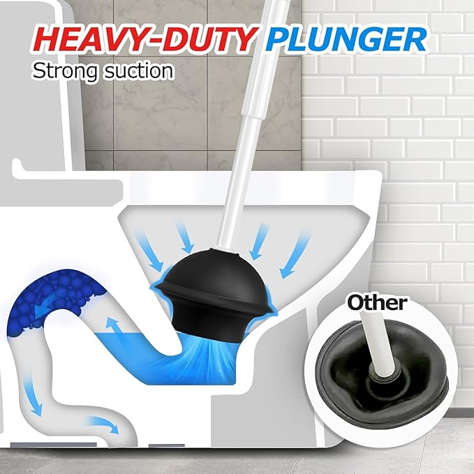 2Pack 3 in 1 Toilet Brush and Plunger Set,Toilet Bowl Brush Plunger Set, Cleaning Supplies, Crevice Cleaning Brush, Bathroom Cleaning Tools, White