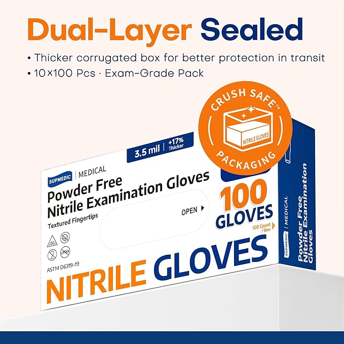 Medical Soft Max™ Nitrile Exam Gloves, 1000 Pcs Latex-Free Powder-Free Food Safe Clean Cooking Disposable Glove Blue