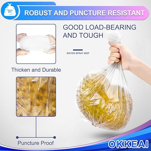 OKKEAI Small Trash Bags -1.2 Gallon Garbage Bags 5 Liter Trash Bags Wastebasket Liners for Bathroom,Office,Translucent,120 Counts Fit 5L 1.2,1.5,2Gal