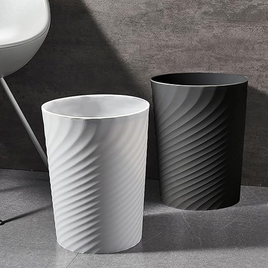 2 Pcak Small Bathroom Trash Can 1.8 Gallon Waste Basket Garbage Can for Bedroom Office Kitchen, Black