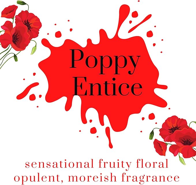 Air Jungles Poppy Entice Scent Reed Diffuser Set with Sticks 3.4 fl oz (Pack of 3), Long-Lasting Essential Oil Air Freshener for Bathroom, Office, Gym, and Bedroom Fragrance Freshener