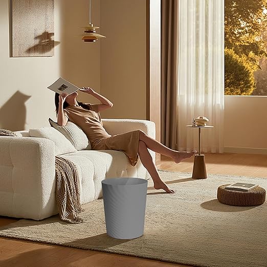 Small Trash Can - Plastic Waste basketbin for Office,Home,Bathroom,Kitchen - 1.8 Gallon - Grey