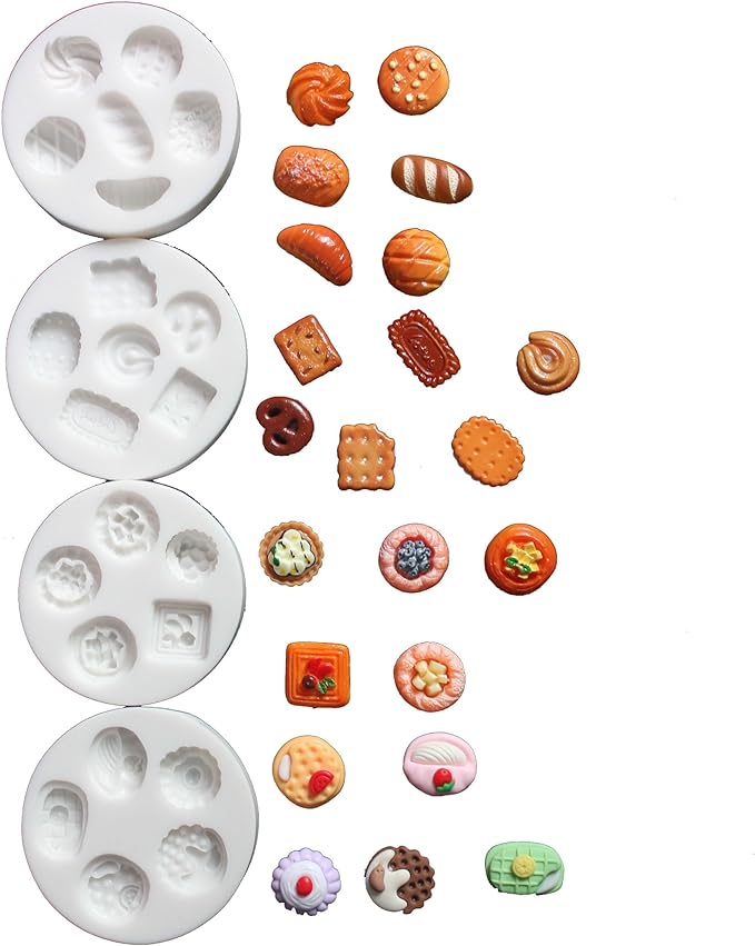 Lovely Small Items Silicone Fondant Molds Set For Cake Topper, Gumpaste, Candy & Chocolate, Polymer Clay and More (Round Food Items)