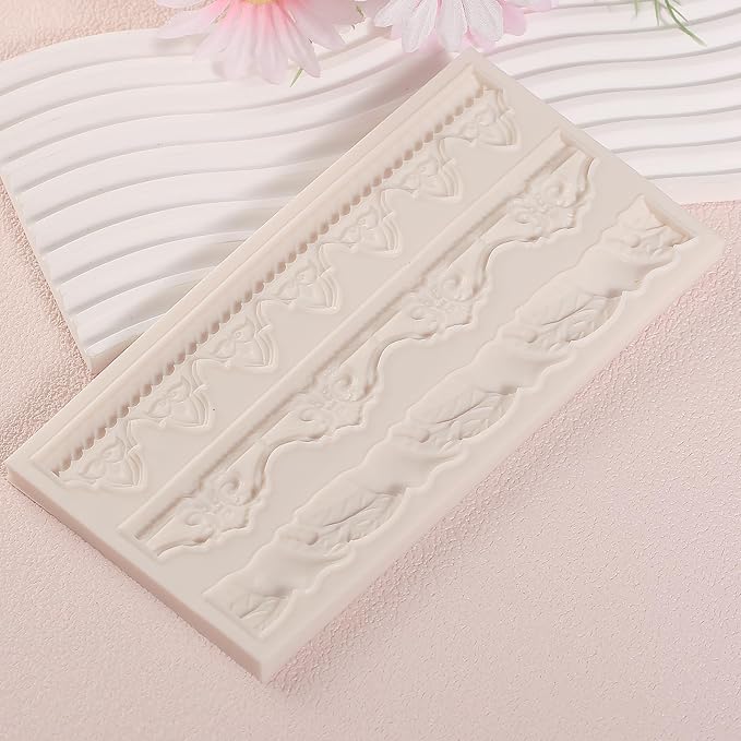 1 Pcs Baroque Cake Border Silicone Mold, Reusable Cake Decoration Fondant Mold for Wedding Cupcake Toppers, Chocolate, Candy, Clay, Plaster, Resin, Home Decor - 7.5 * 3.9"