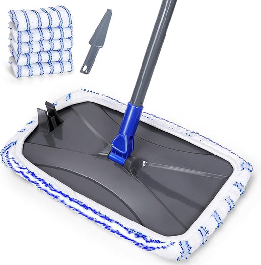 Masthome Microfiber Mop,Large Surface Flat Mop with 5 Reusable Pads,Hardwood Floor Mops for Dry and Wet Use,Microfiber Mops for Floor Cleaning-1 Cleaning Scraper Included