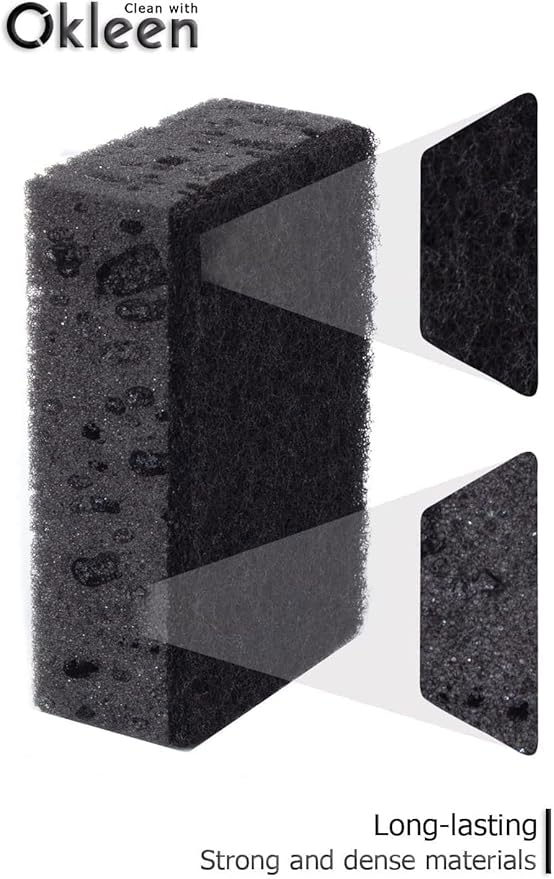 Black Scrub Sponges. Made in Europe. 9 Pack, 4.3x2.8x1.4 inches. Heavy Duty and Non Scratch Fiber. Kitchen Sponges Pack with No Smell. for Dishes and Household Washing