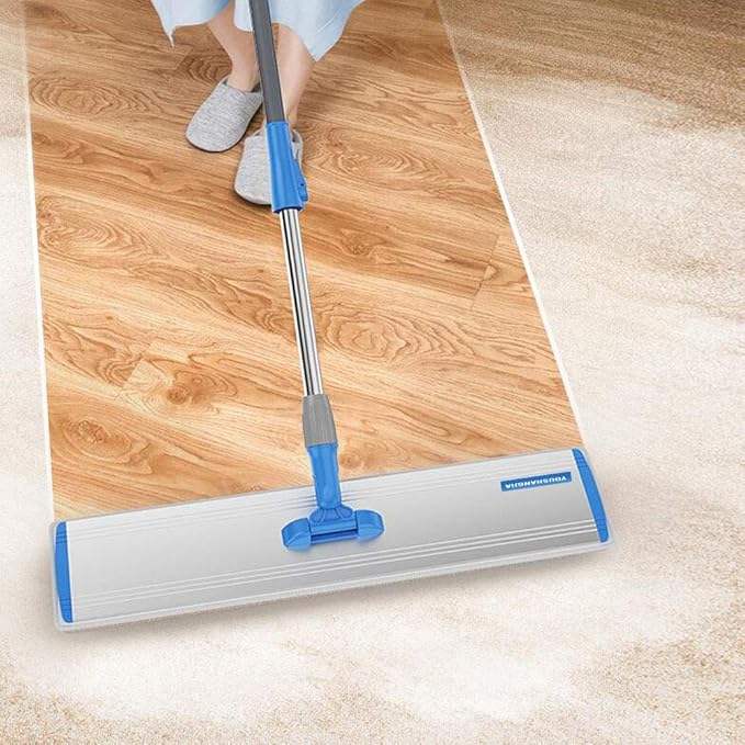 Microfiber Wet Mops 24 in Heavy Duty Flat Floor Mop Adjustable Handle with 4 Washable Mop Clothes