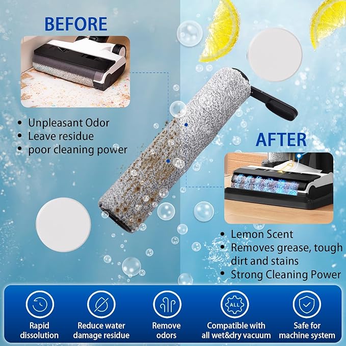 ALLMIX Hard Floor Cleaner, Floor Cleaning Tablets for Mopping, Eco-Friendly Gentle & Deep Cleaning Solution for All Hard Floors, Perfect for Mop Buckets - Lemon Scent (15Pcs - Individually Packaged)