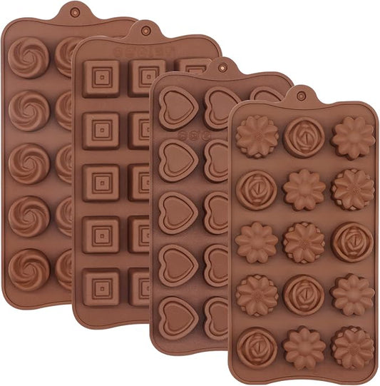 4 Pcs Silicone Molds for Chocolate Non Stick Candy Mold Food Grade Candy Molds for Chocolate Candies Jelly Truffles Candles
