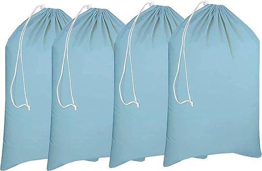 Urban Villa Laundry Bag Canvas|Dirty Clothes Travel Laundry Bag|Machine Washable|Reusable College Hostel Hamper Liner Bag for Garments Delicates Drawstring Closure 4 Pack Aqua Color|Size 28X36 Inches