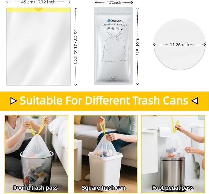 4 Gallon White Bathroom Trash Bags – Heavy Duty Small Drawstring Garbage Bags for Bathroom & Kitchen, Tear-Resistant, Leakproof, Easy Tear-Off, White Bathroom Trash Liners, 32 Count
