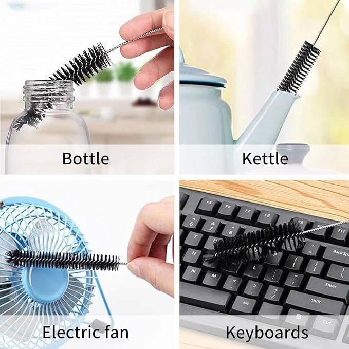 Crevice & Tube Brush Set:13-Pack Flexible Nylon Brushes for Kitchen Sink, Bathroom Tile, Car Detailing,Fridge, Lab - Women's Cleaning Kit