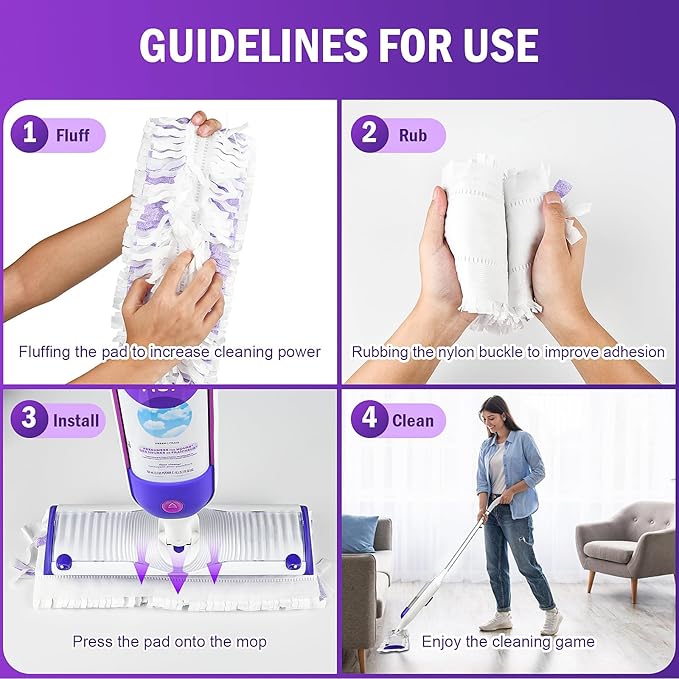 20 Count Disposable Mopping Pad Refills for Swiffer Power Mop Pads Refills, Unscented Spray Cleaning Repalcement Pads