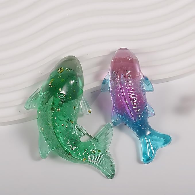 2 Pack Fish Resin Mold - Animal Resin Casting Silicone Molds for Home Decor & Candle Making Wave Spiral Mold