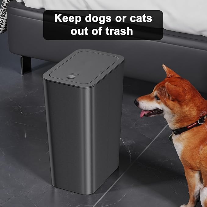 N. NETDOT 3 Pack 3 Gallon Small Trash Can with Lid, Bathroom Garbage Can with Pop-Up Lid, Waste Basket for Bathroom, Kitchen, Bedroom, Powder Room, Craft Room, Office, College (Black)