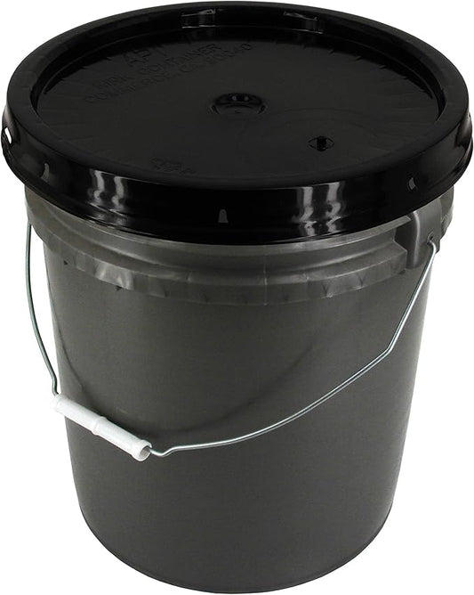 Grey 5 Gallon 90 mil Bucket with Snap On Lid (Black)