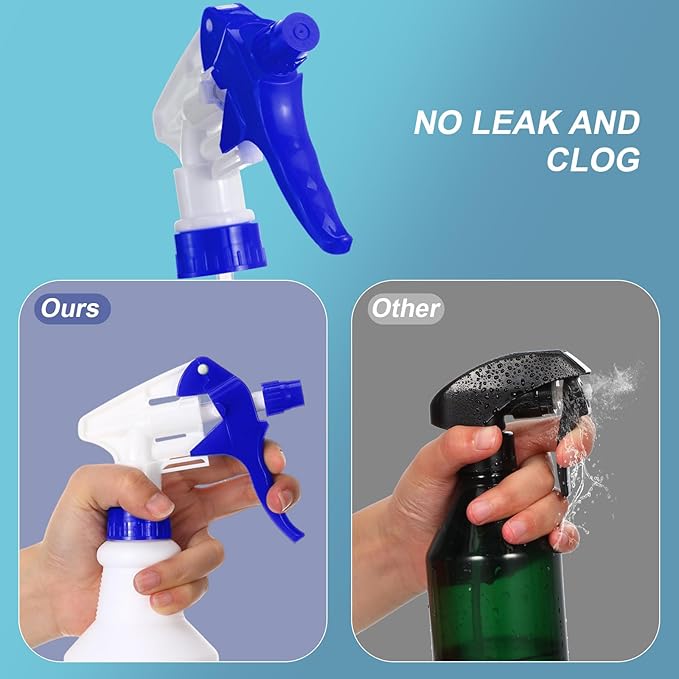 Zubebe 24 Pack 32 oz Plastic Spray Bottle Bulk Empty Leakproof Heavy Duty Spray Bottles for Cleaning Supplies Mist Bottles with Label and Adjustable Nozzle for Plant(Red, Blue,Clear Scale)