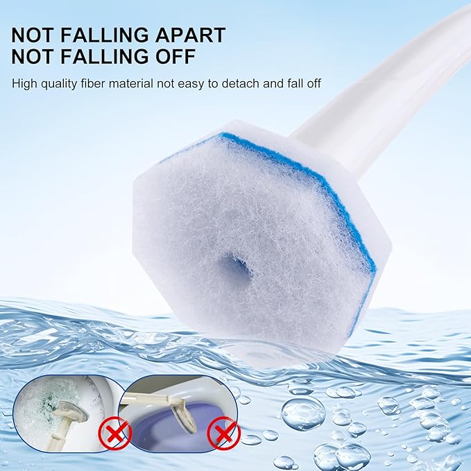 Upgraded 60pcs Toilet Wand Refills fits Clorox Toilet Wand, Thickened Cleaning Layer, Won’t Fall Apart, Disposable Bathroom Cleaning Scrub Pads with Fresh Scent, for Home & Commercial Use