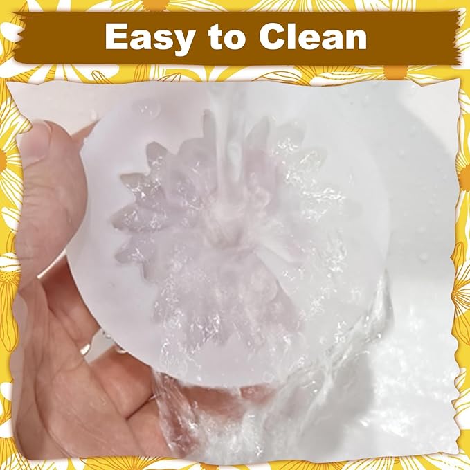 4 Pcs Daisy Flower Silicone Molds for Candles, 3D Flower Fondant Chocolate Cake Cupcake Topper Decoration Mold, DIY Tealight Candle Soap Wax Epoxy Resin Concrete Casting Polymer Clay Craft