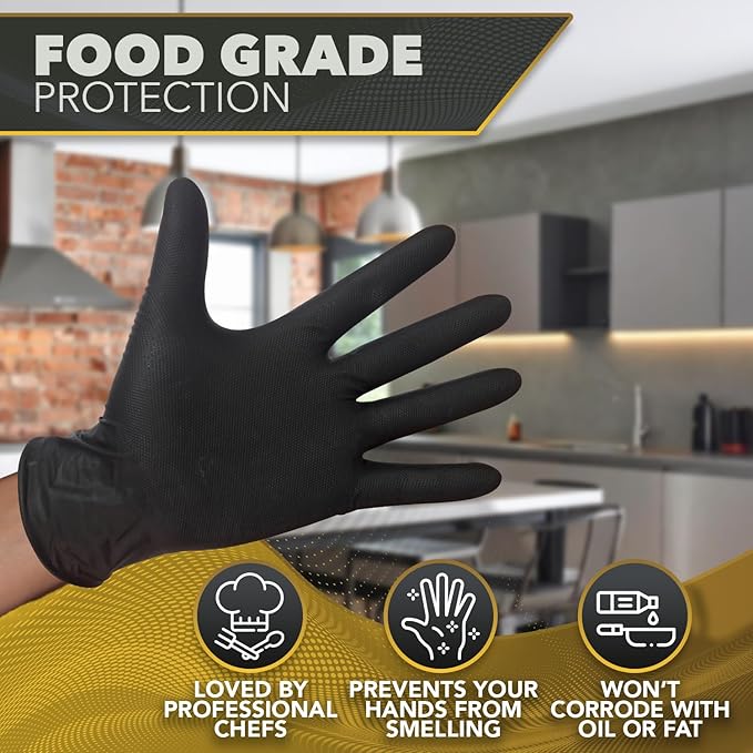 DAWG Black Nitrile Gloves, Disposable, Latex Free, Diamond Grip, Powder Free, Professional Grade