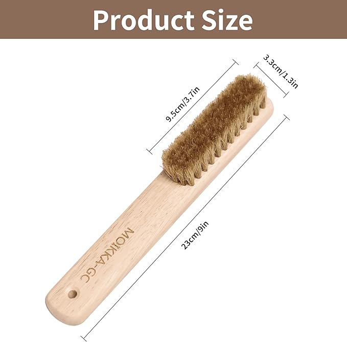 Wood Laundry Stain Brush with Boar Bristle, Tough Stain Remover for Delicate Fabric, Cotton, Linens, and Shoes, Laundry Scrub Brush for Fresh and Clean Fabric