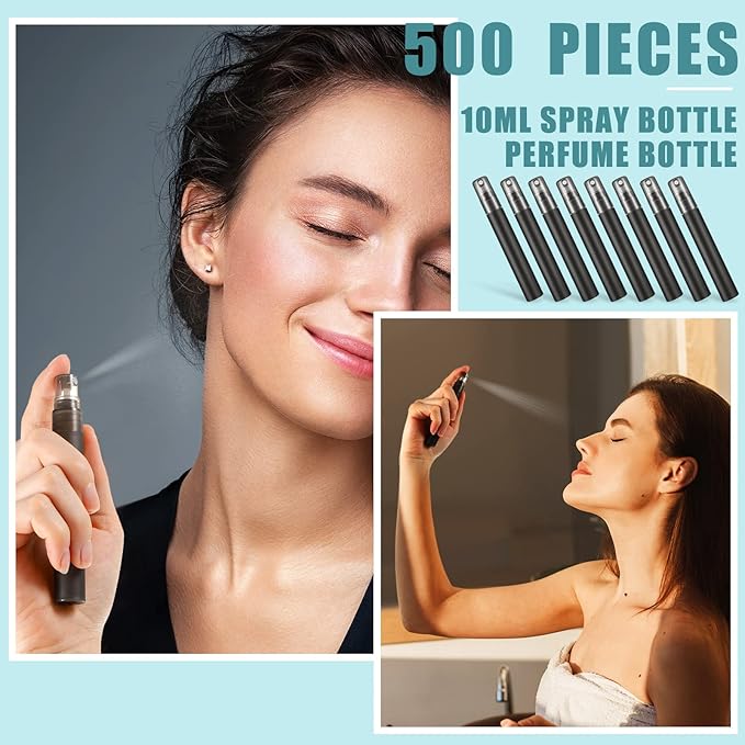 Remerry 10 ml Perfume Spray Bottles Plastic Travel Refillable Mini Bottles for Women Small Fine Mist Sprayers Portable Frosted Perfume Sprayers Empty Atomizer for Essential Oil (100 Pcs)