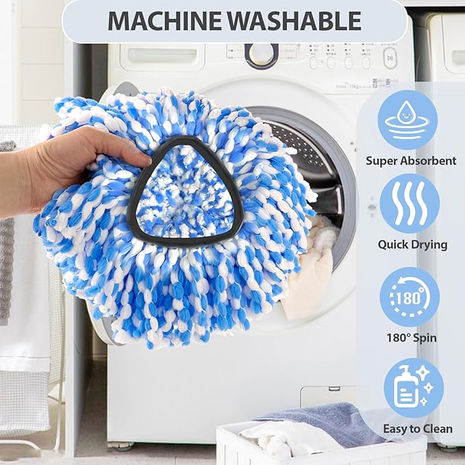 Mop Head Replacement, Microfiber Mop Refills Include 3 Cedar Spin Mop Replace Heads, 1 Extra Mop Replacement Base