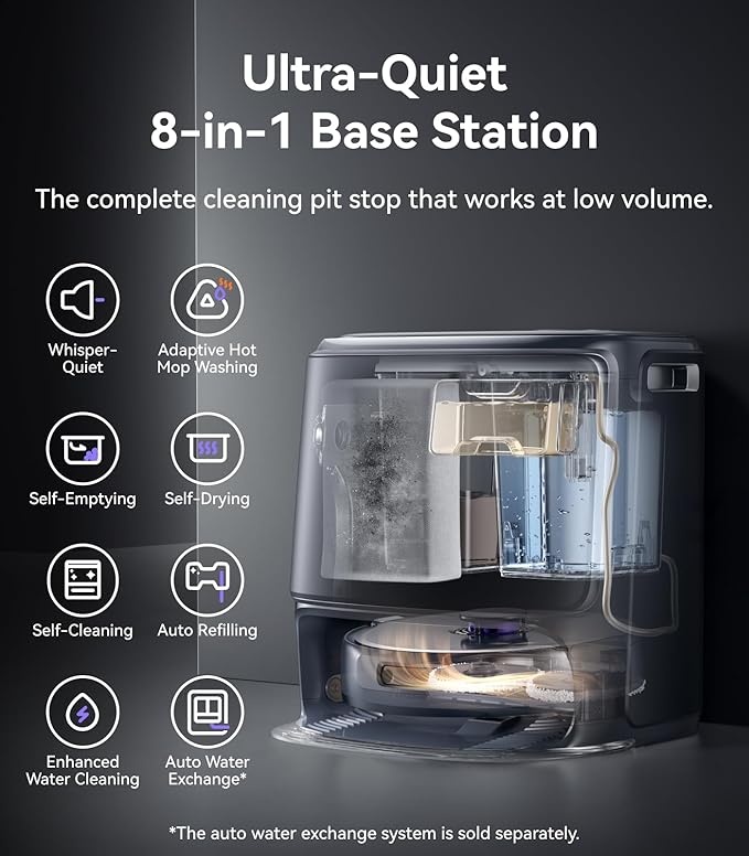 NARWAL Freo Z10 Ultra Robot Vacuum and Mop Combo, Dual RGB Cameras and Chips, AI Avoidance, 8N Corner to Edge Deep Cleaning, Dry-Wet Separation, 18000Pa, Hot Water Wash & Self-Emptying, Gray