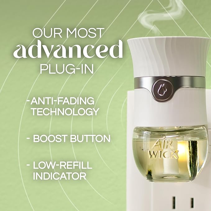 Air Wick Plug in Scented Oil Starter Kit, 2 Warmers + 6 Refills, Lavender & Chamomile, Eco Friendly, Essential Oils, Air Freshener