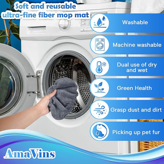 5 Pack Reusable Microfiber Mop Pads Compatible with Swiffer Sweeper Mop, Wet and Dry Flat mop Cover, Washable Mop Pads for Surface/Hardwood Floor Cleaning (Mop is Not Included)