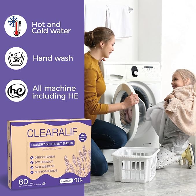 CROS 360 Loads Laundry Detergent Sheets Fresh Lavender Scent, for Travel, Home, Apartment,Dorm, Laundry Detergent Strips Eco Friendly, Hypoallergenic, Liquidless Washing Supplies