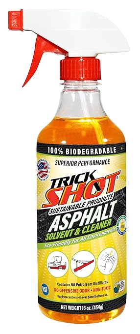 Trick Shot Asphalt Solvent and Cleaner - Biodegradable Industrial Degreaser for Paving Equipment & Tools - Eco-Friendly Remover of Tar, Tack, Sealcoating Oil, & Bitumen, Made in USA (6-Pack)