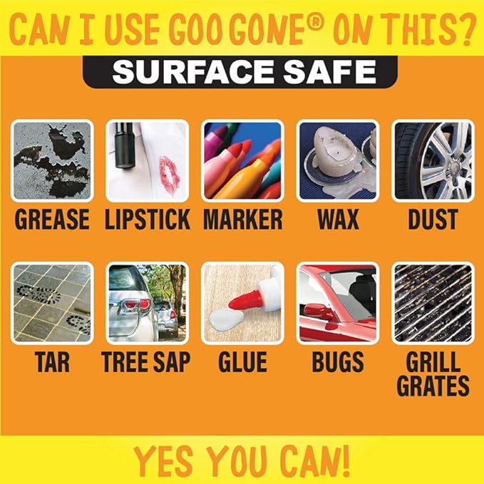 Goo Gone Original Spray Gel - Adhesive Remover, Removes Chewing Gum, Grease, Tar, Stickers, Labels, Tape Residue, Oil, Blood, Lipstick, Mascara, Shoe Polish, Crayon, 12 Oz, 6 Pack