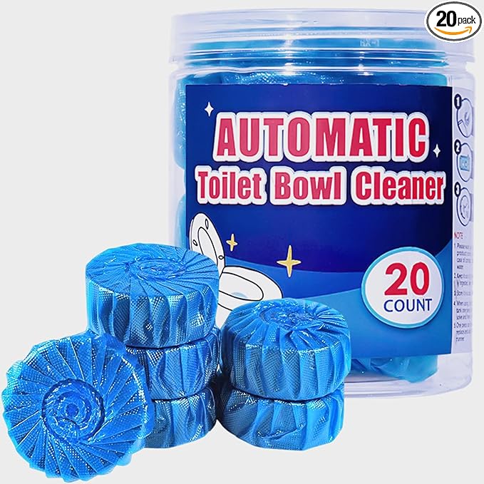 Bathroom Toilet Tank Cleaner, Toilet Cleaning Tablets Fast-Dissolving, Automatic Toilet Bowl Cleaner Tablets, Blue, 20 Count, Toilet Bowl Cleaner Tablet