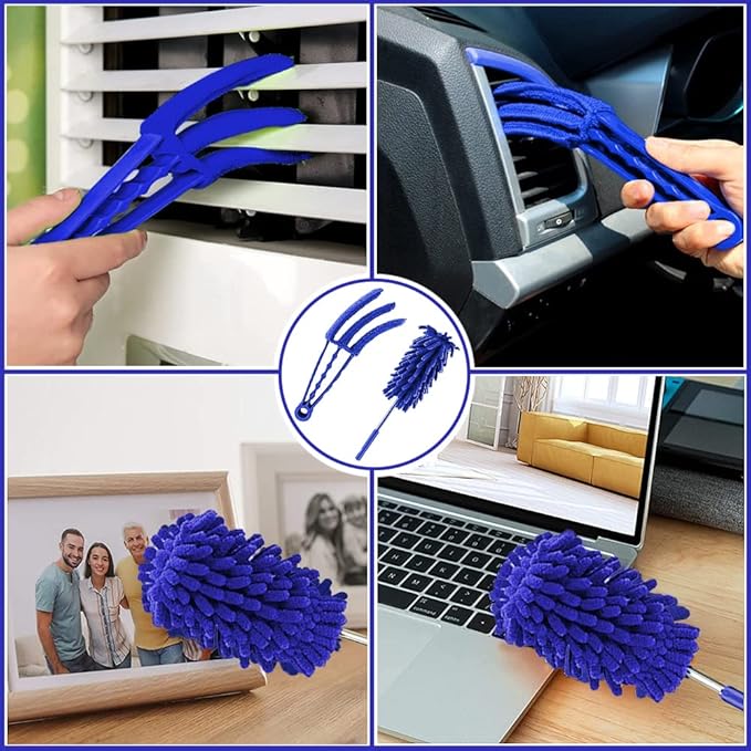 Microfiber Duster, 8PCS Feather Duster with 100 Inch Telescoping Extension Pole, Reusable Bendable Dusters, Washable Lightweight Dusters for Ceilings Fans(2023 UAGRED)