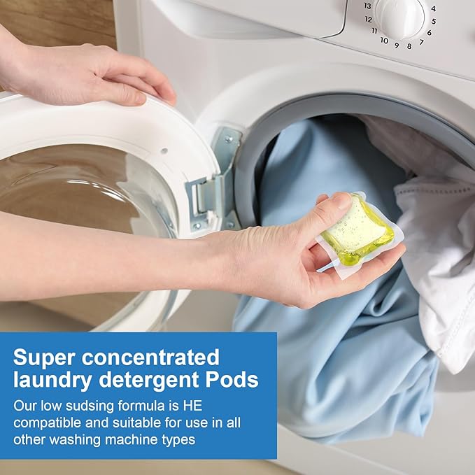 200 Pcs Laundry Detergent Soap Pods Bulk Anti Sensitive Laundry Pods Scented Washing Machine Pacs Packs with Clear Container Stain and Odor Removal, Ultra Concentrated,Plant Ingredient
