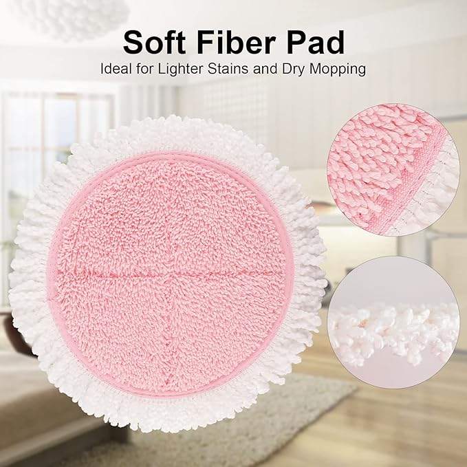 Electric Mop Pads, 6.3in Spin Mop Pads for Most Cordless Electric Spin Mop, Round Mop Replacement Pads for Floor Cleaning(8 Pack)