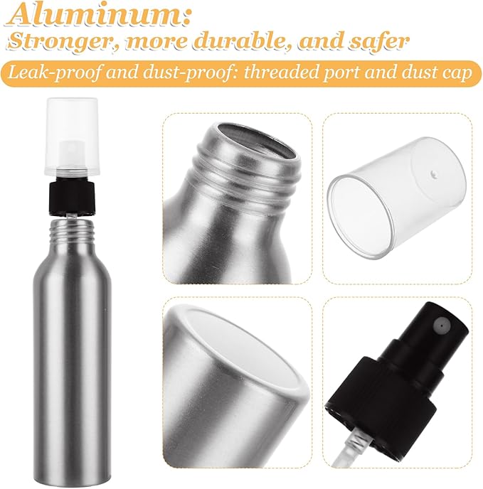 APACALI 24PCS Aluminum Spray Bottle 4oz Mini Mist Sprayer Metal Spray Bottle, Empty Spray Bottles, Reusable Bottles Small Spray Bottles for Travel, Cosmetic Perfume, Toner, Face Spray