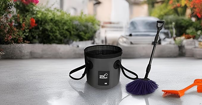 BANCHELLE Collapsible Bucket Water Container Portable Folding Camp Wash Basin for Outdoor Traveling Hiking Fishing Car Washing Gardening Camping (Black, 12L)