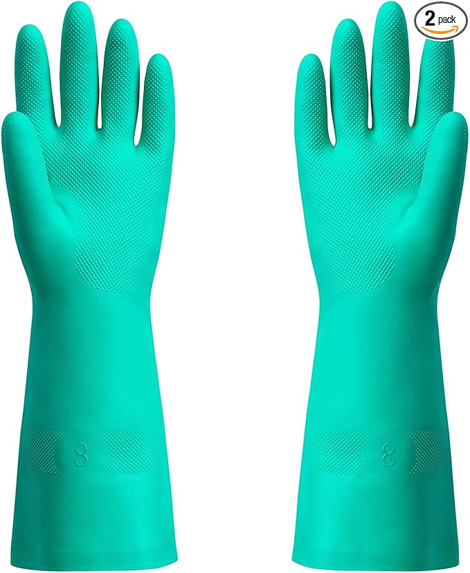 ThxToms Chemical Resistant Nitrile Gloves, Resist Household Acid, Alkali, Solvent and Oil, Latex Rubber Free, 1 Pair Medium