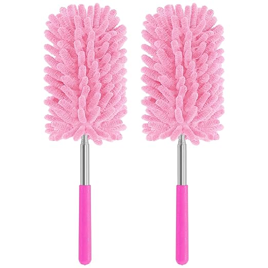 Mini Duster for Cleaning, 360° Bendable Hand Dusters with Extension Pole, Washable Small Duster for Car Interior, Office, Furniture