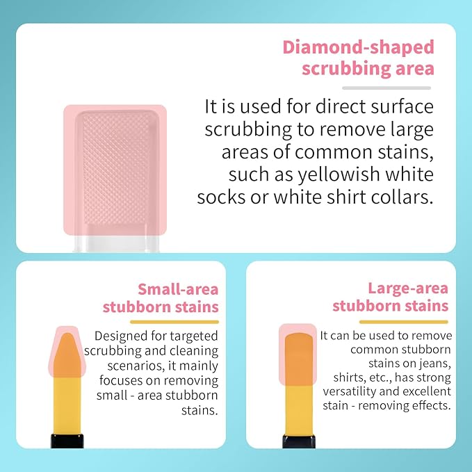 Stain Remover Brush, Portable Fabric Cleaner for Tough Stains Like Red Wine, Coffee, Grease, Juice, Grass on Clothes