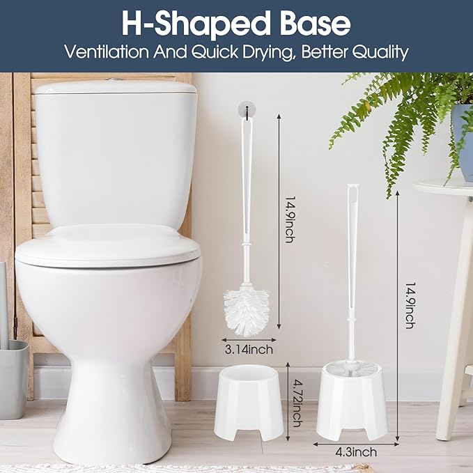 Mimorou 12 Sets Toilet Brushes and Holders Set White Toilet Bowl Brushes for Bathroom Scrub with Plastic Holders for Bathroom Cleaning Accessories